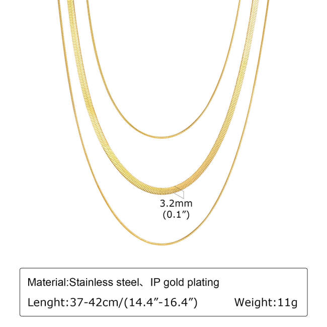 Wholesale Stainless Steel Triple Layered Snake Chain Necklace