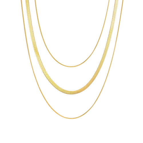 Wholesale Stainless Steel Triple Layered Snake Chain Necklace