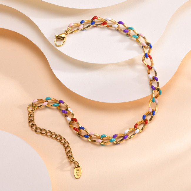 Wholesale Stainless Steel Color Chain Anklet