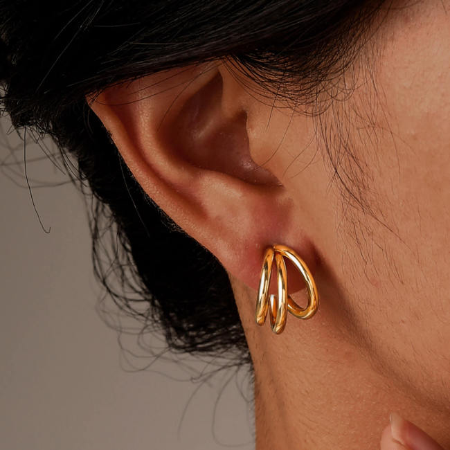 Wholesale Stainless Steel Women Multi-tube Stud Earrings