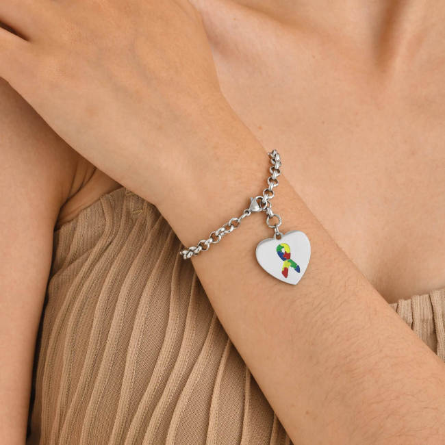Wholesale Stainless Steel Autism Heart Bracelet