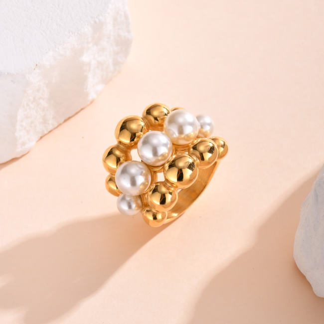 Wholesale Stainless Steel Triple Beads Ring