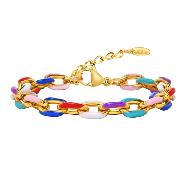 Wholesale Stainless Steel Colorful Cuban Chain Bracelet