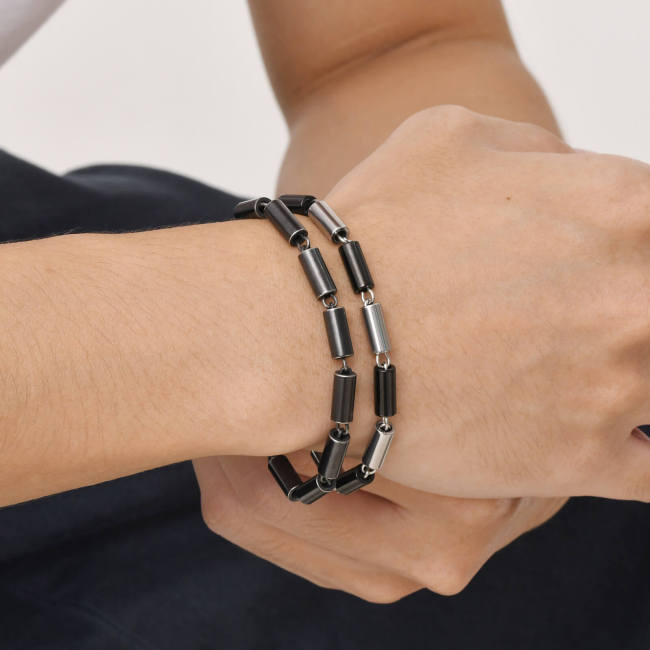 Wholesale Stainless Steel Cylinder Link Chain Bracelet