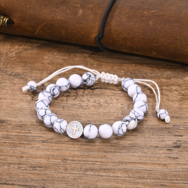 Wholesale Stainless Steel Cross Beaded Couple Bracelet