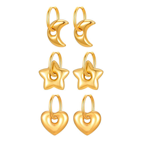 Wholesale Stainless Steel Star Moon Heart Earrings