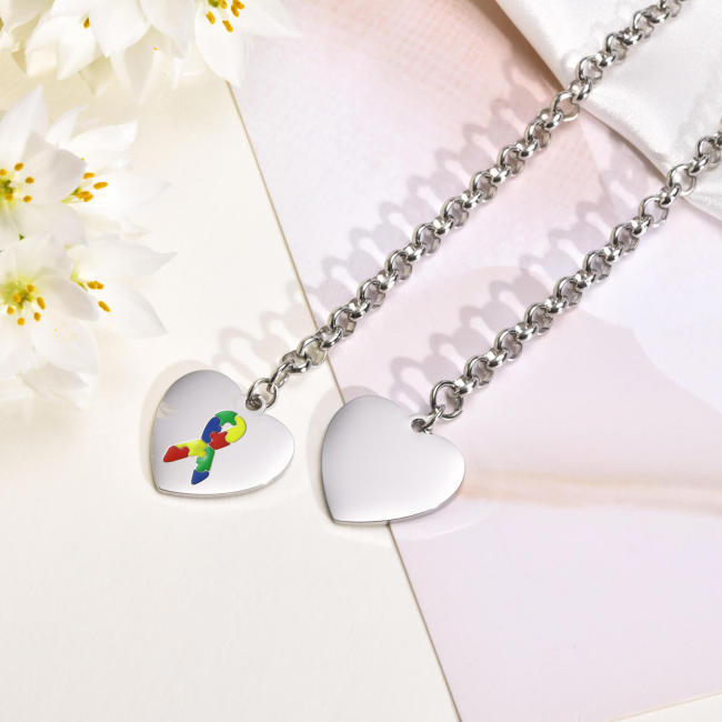 Wholesale Stainless Steel Autism Heart Bracelet