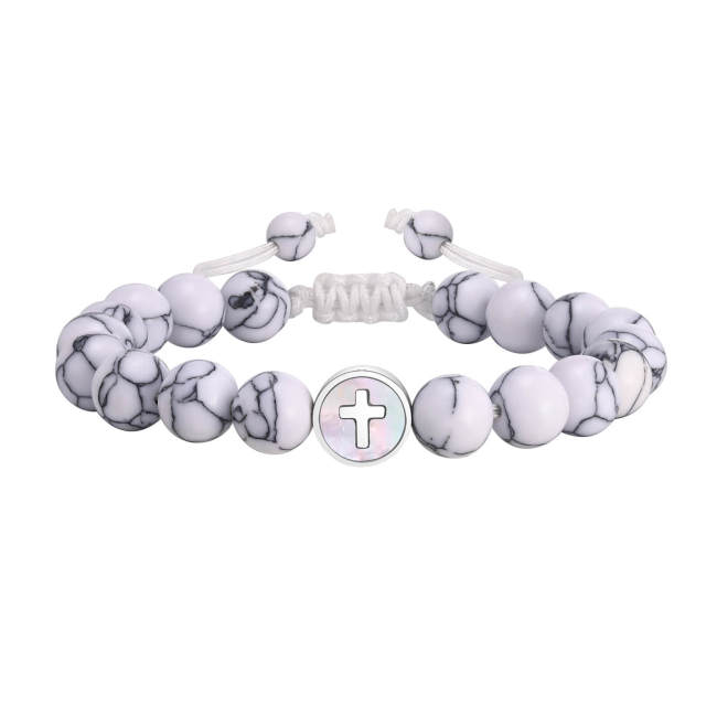 Wholesale Stainless Steel Cross Beaded Couple Bracelet