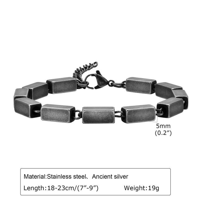 Wholesale Stainless Steel Cuboid Chain Bracelet
