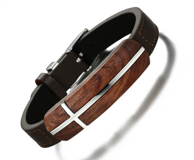 Wholesale Stainless Steel Rosewood Veneer Bracelet