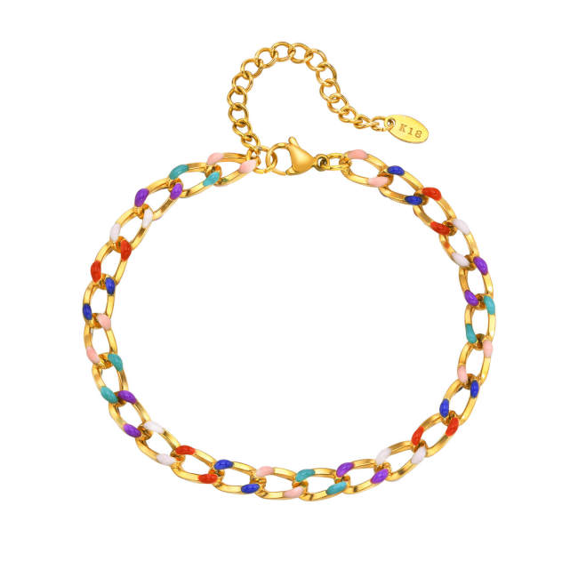 Wholesale Stainless Steel Color Chain Anklet
