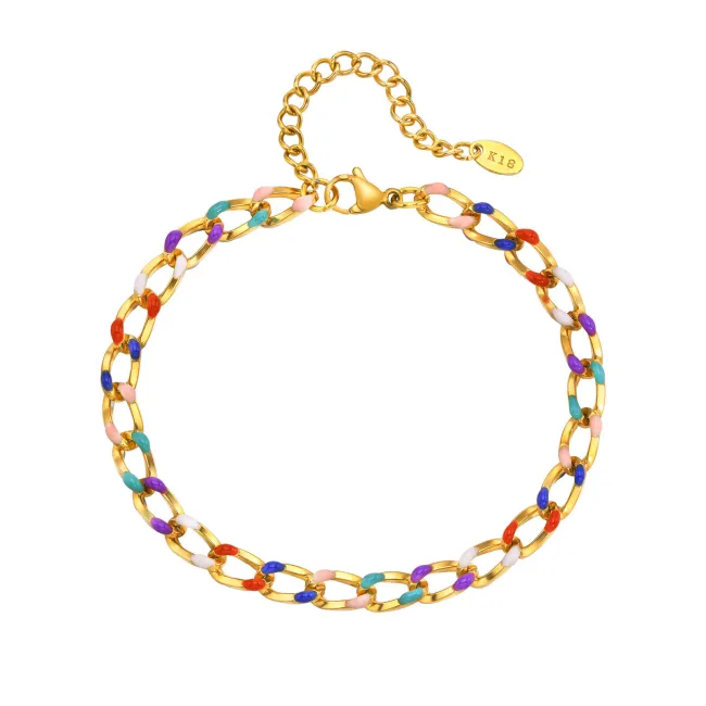 Wholesale Stainless Steel Color Chain Anklet