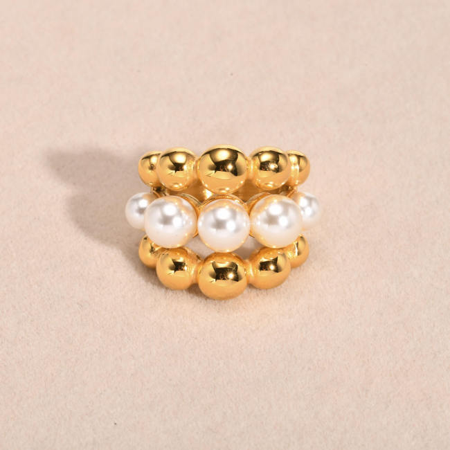 Wholesale Stainless Steel Triple Beads Ring