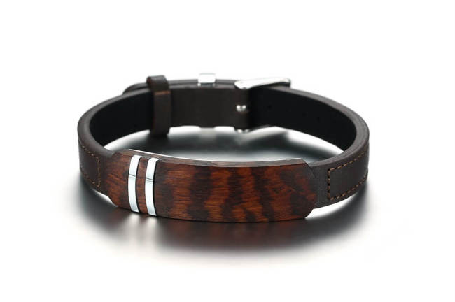 Wholesale Stainless Steel Rosewood Veneer Bracelet
