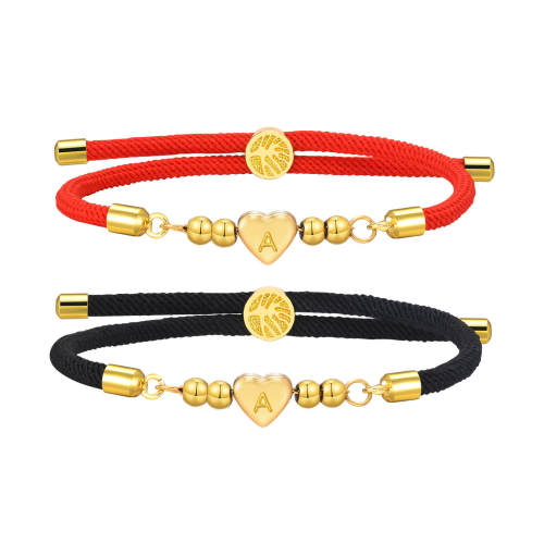 Wholesale Stainless Steel Milan Rope Heart Initial Bracelet