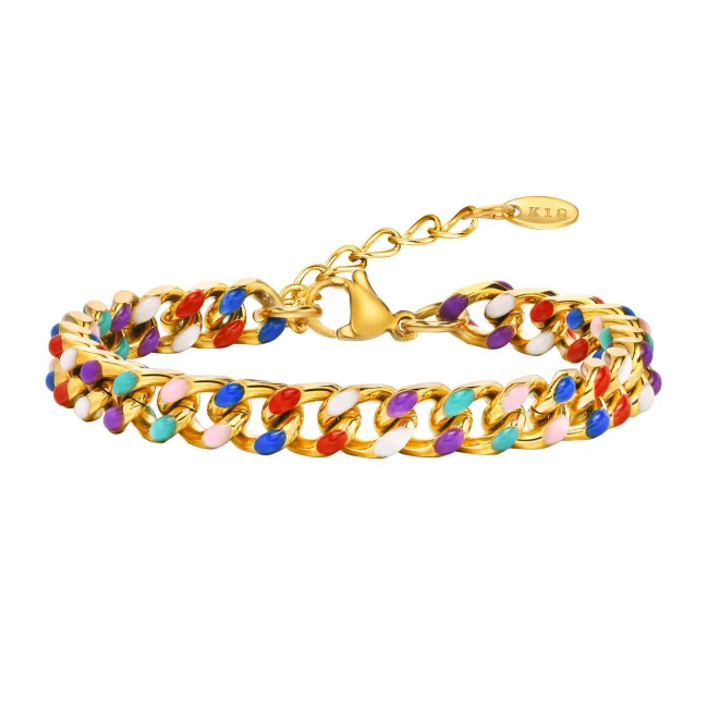 Wholesale Stainless Steel Colorful Cuban Chain Bracelet