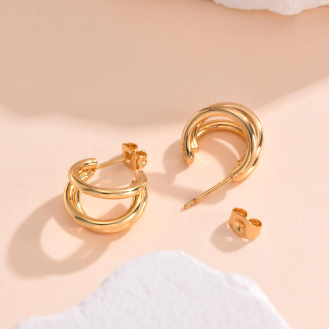 Wholesale Stainless Steel Women Multi-tube Stud Earrings