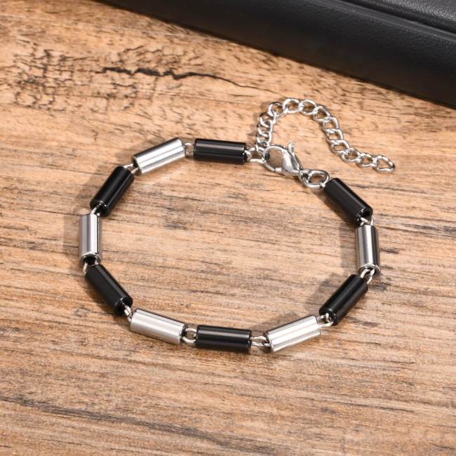 Wholesale Stainless Steel Cylinder Link Chain Bracelet