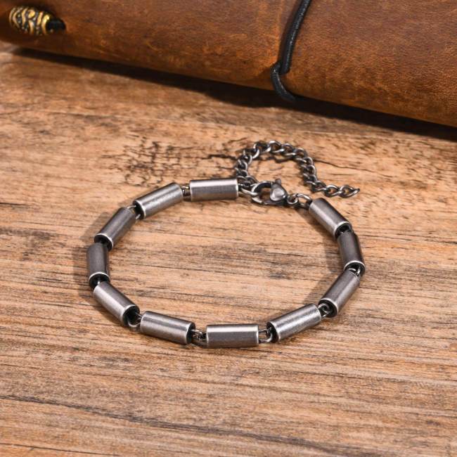 Wholesale Stainless Steel Cylinder Link Chain Bracelet