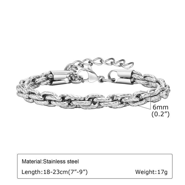 Wholesale Stainless Steel Men Rope Chain Bracelet