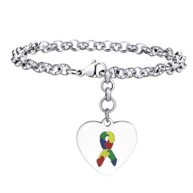 Wholesale Stainless Steel Autism Heart Bracelet