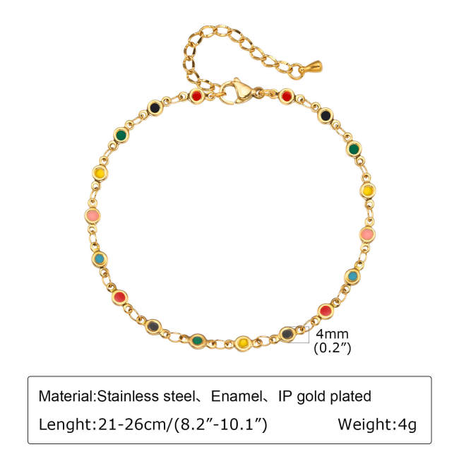 Wholesale Stainless Steel Colorful Heart Anklet