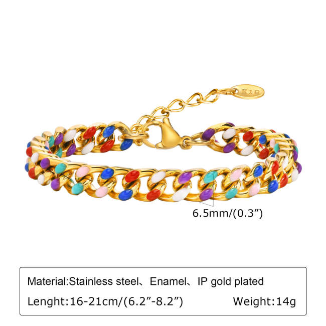 Wholesale Stainless Steel Colorful Cuban Chain Bracelet