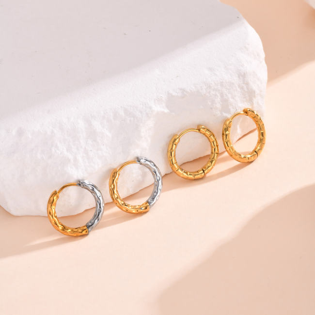 Wholesale Stainless Steel Two Tone Geometric Square Earrings