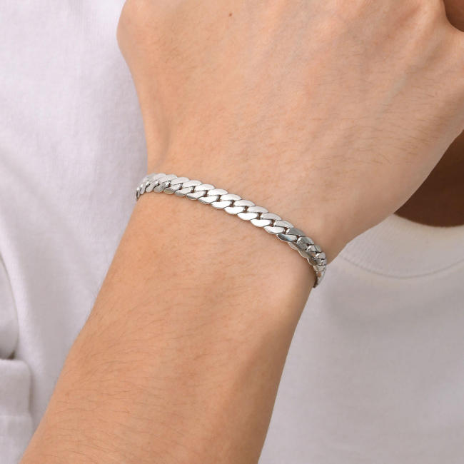 Wholesale Stainless Steel Flat NK Chain Mens Bracelets