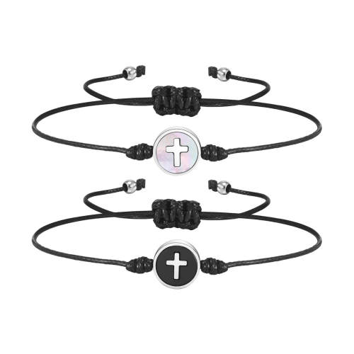 Wholesale Thin Nylon Rope Cross Couple Bracelet
