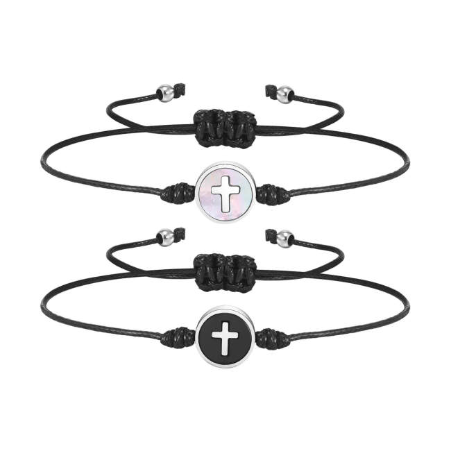 Wholesale Thin Nylon Rope Cross Couple Bracelet