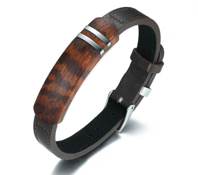 Wholesale Stainless Steel Rosewood Veneer Bracelet