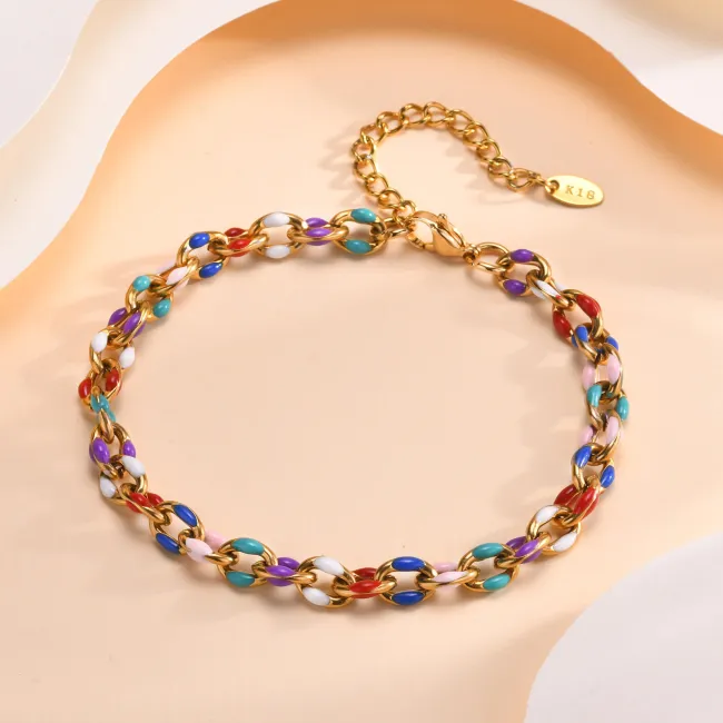Wholesale Stainless Steel Color Chain Anklet