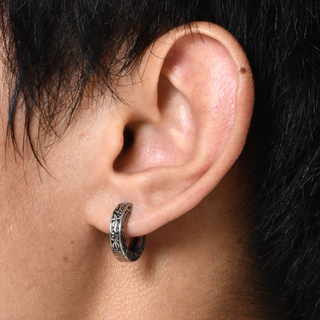 Wholesale Stainless Steel Mens Celtic Huggie Hoop Earrings