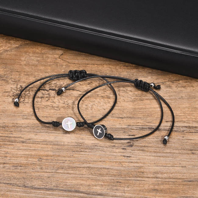 Wholesale Thin Nylon Rope Cross Couple Bracelet