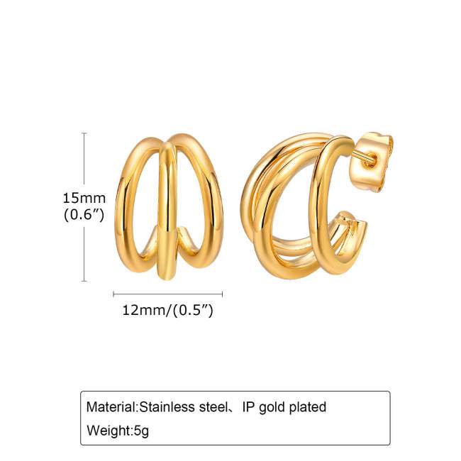 Wholesale Stainless Steel Women Multi-tube Stud Earrings