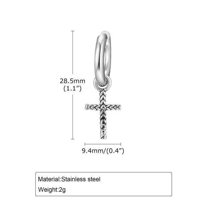 Wholesale Stainless Steel Hoop Earring with Cross