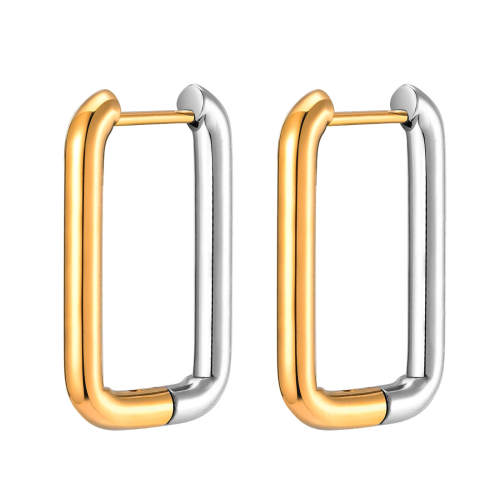 Wholesale Stainless Steel Two Tone Geometric Square Earrings