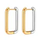 Wholesale Stainless Steel Two Tone Geometric Square Earrings