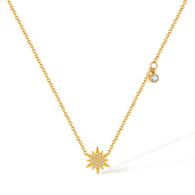 Wholesale Stainless Steel Inlay CZ Sunflower Pendant