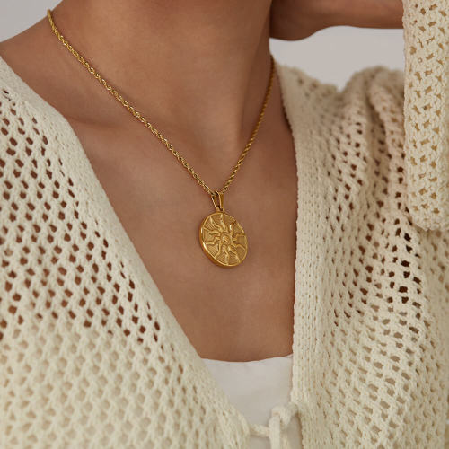 Wholesale Stainless Steel Sun Coin Necklace