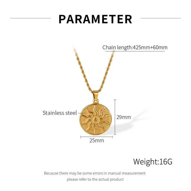Wholesale Stainless Steel Sun Coin Necklace
