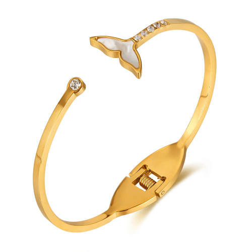 Wholesale Stainless Steel Whale Tail Bangle Bracelet