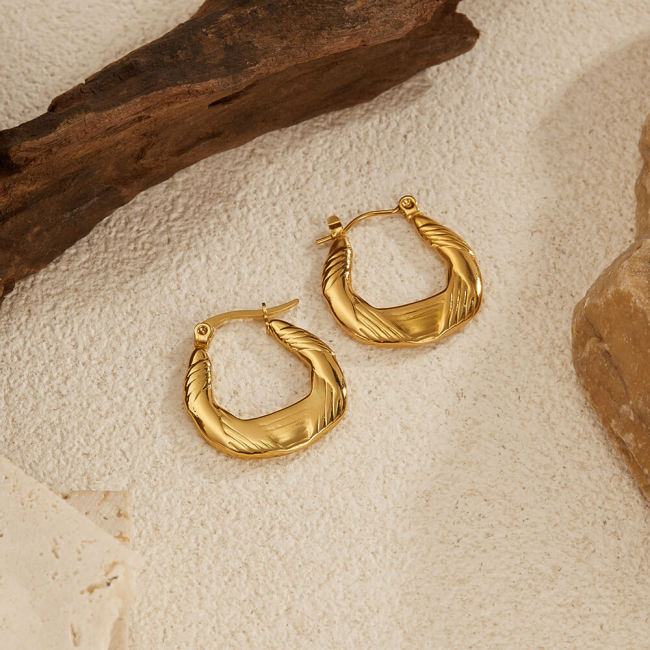 Wholesale Stainless Steel Irregular Hoop Earrings