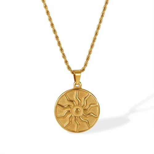 Wholesale Stainless Steel Sun Coin Necklace