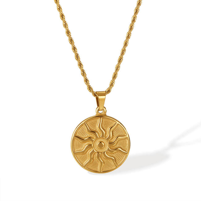 Wholesale Stainless Steel Sun Coin Necklace