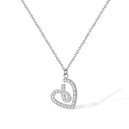 Wholesale Stainless Steel Irregular Hollow Heart Pendant with CZ