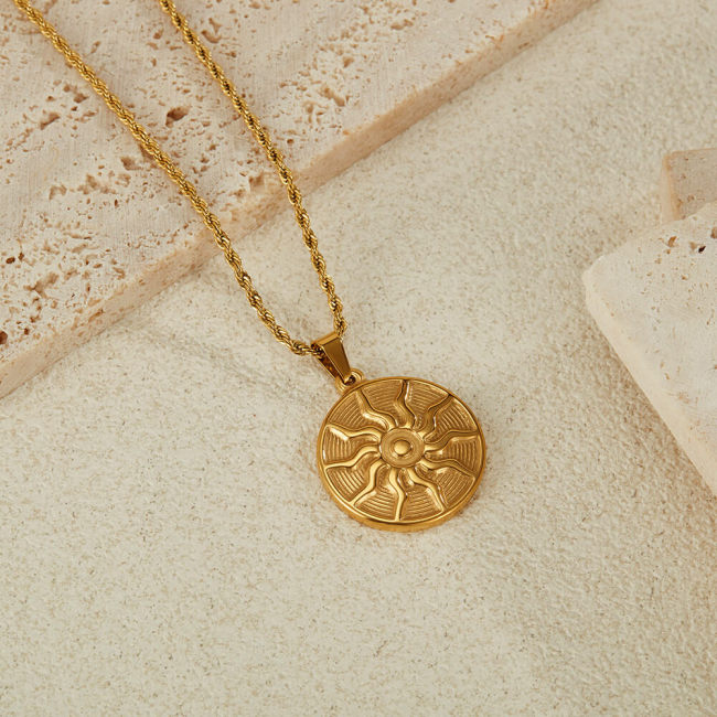 Wholesale Stainless Steel Sun Coin Necklace