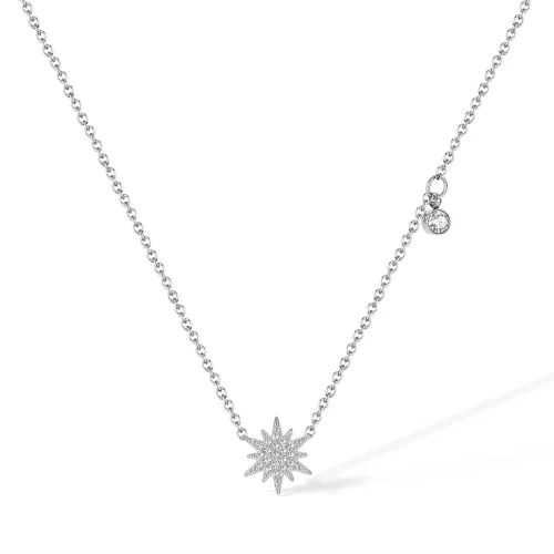 Wholesale Stainless Steel Inlay CZ Sunflower Pendant