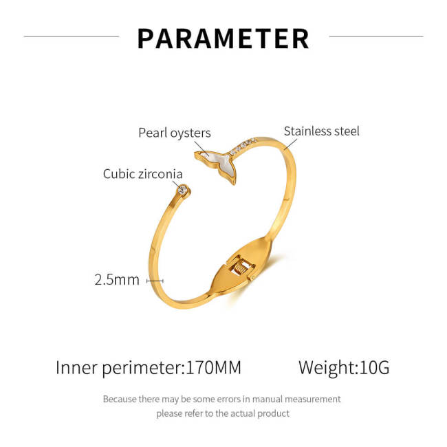 Wholesale Stainless Steel Whale Tail Bangle Bracelet